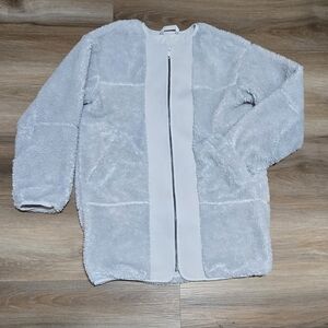 Lululemon Light Gray Colorless Textured Teddy Zip Jacket Size 0